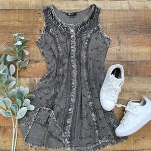 Bohemian Casual Dress in Pewter by FLOWER, Ties in Back
